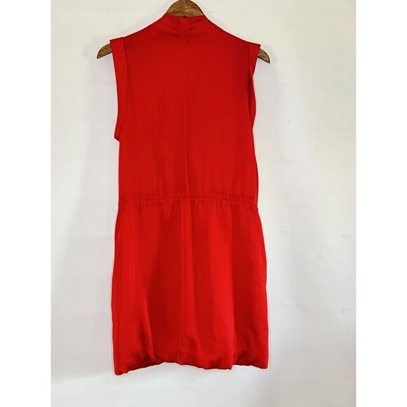 Armani Exchange Shirt Dress Sleeveless Red Plunging Collar Dress Sz 6 - Picture 5 of 7